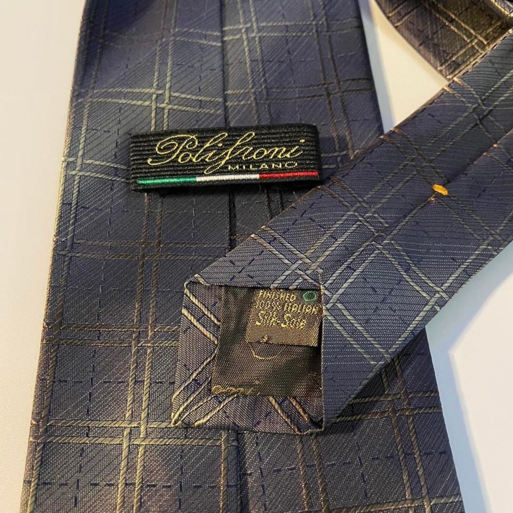 Polifroni Milano mens multicolored silk tie geometric 3.75" width - Picture 4 of 6